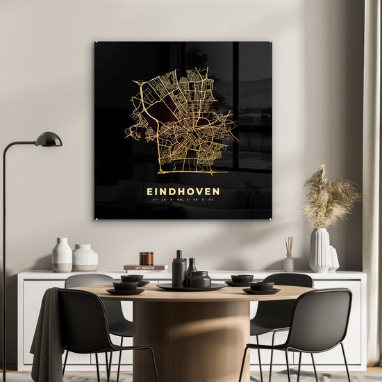 MuchoWow® Peinture sur Verre - Eindhoven - Plan d'Etage - Carte - Plan de la Ville - 90x90 cm - Peintures sur Verre Peintures - Photo sur Glas