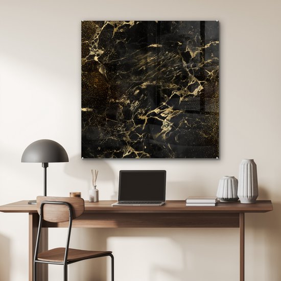 MuchoWow® Peinture sur verre 90x90 cm - Peinture sur verre acrylique - Or - Zwart - Luxe - Vintage - Photo sur verre - Peintures