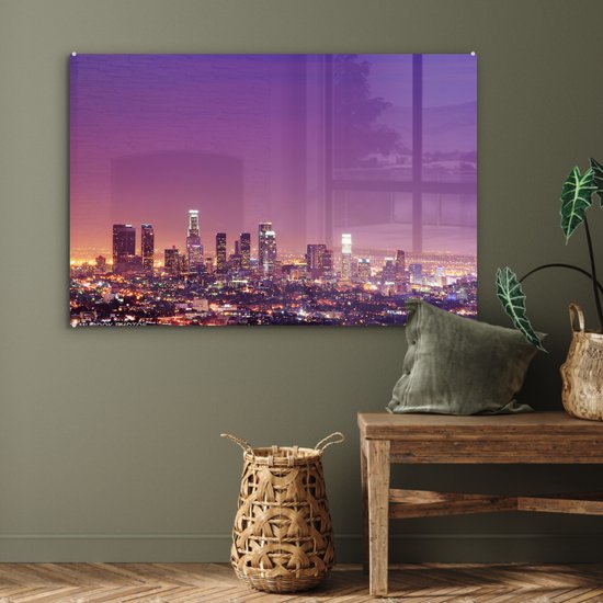 Los Angeles at night Glas 120x80 cm - Tirage photo sur Glas (Décoration murale en plexiglas)