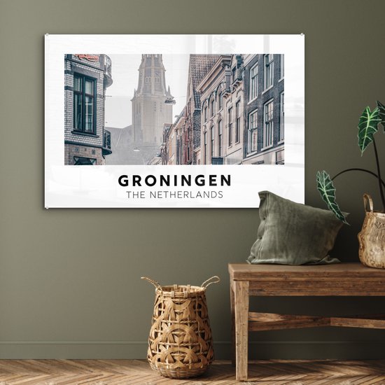 MuchoWow® Peinture sur verre - Groningue - Nederland - Tour - 90x60 cm - Peintures sur verre acrylique - Photo sur Glas