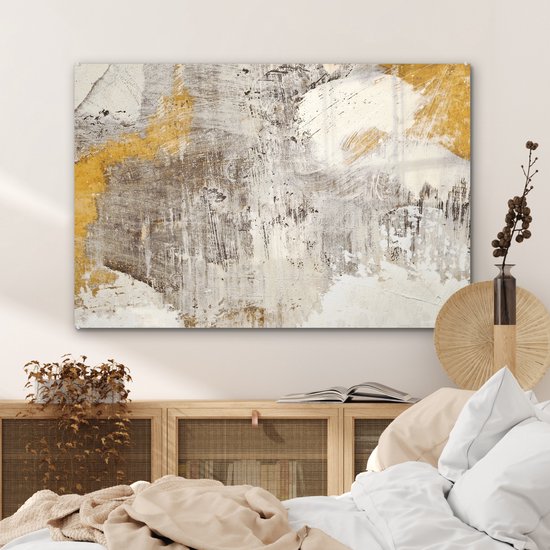 MuchoWow® Peinture sur Verre - Peinture - Or - Jaune - 90x60 cm - Peintures sur Verre Acrylique - Photo sur Glas