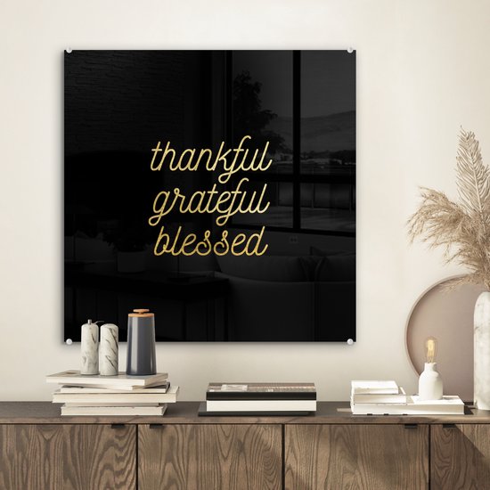 MuchoWow® Peinture sur verre 50x50 cm - Peinture sur verre acrylique - Citations - Dictons - Or - Zwart - Photo sur verre - Peintures