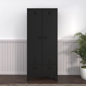 Bol.com Metalen kast Hankasalmi met 2 lades 180x90x40 cm zwart aanbieding