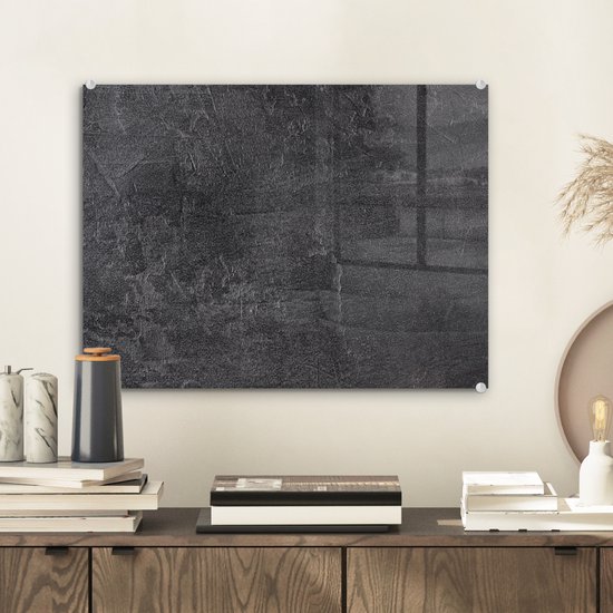 MuchoWow® Peinture sur verre 40x30 cm - Peinture sur verre acrylique - Ardoise - Béton - Natuursteen - Grijs - Industriel - Photo sur verre - Peintures