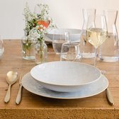 Modern Vintage serviesset voor 2 personen in Moorlands design, 8-delig tafelservies met borden en schalen van hoogwaardig keramiek, aardewerk, wit