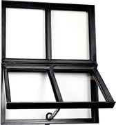 Authentiek zwart stalen raam dubbel glas openklapbaar B40xH50 cm