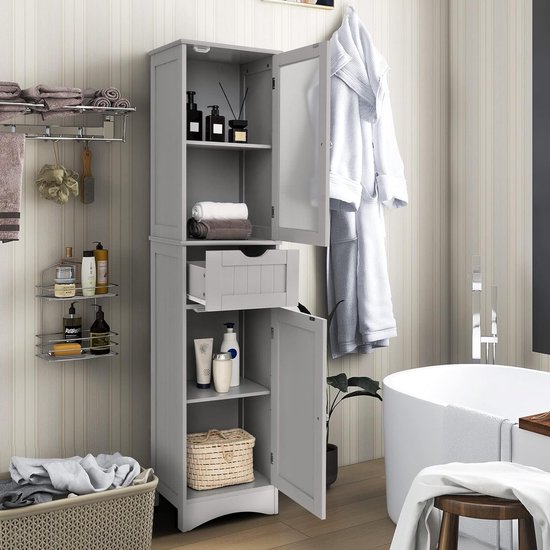 170cm badkamer kast, badkamer kast smal met 2 deuren en 1 lade