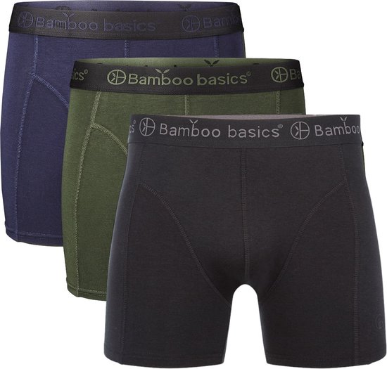 Comfortabel & Zijdezacht Bamboo Basics Rico - Bamboe Boxershorts Heren (Multipack 3 stuks) - Onderbroek - Ondergoed - Navy, Army & Zwart - L