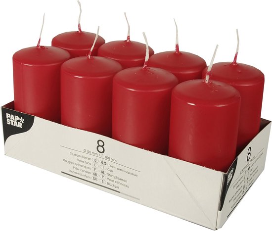 kaarsen, paraffine, rood, 50 mm · 100 mm