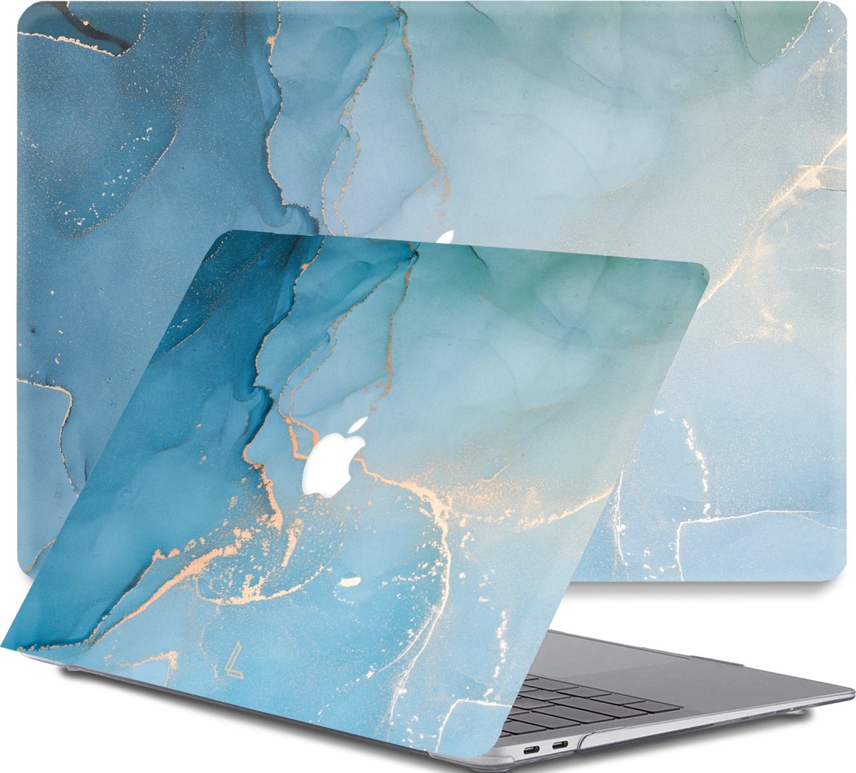 Lunso - Geschikt voor MacBook Air 13 inch (2010-2017) - cover hoes - Aciano Azul - Vereist model A1369 / A1466