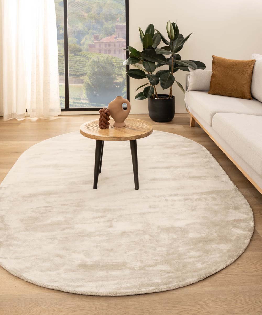 Viscose vloerkleed ovaal - Pearl ivoor 300x400