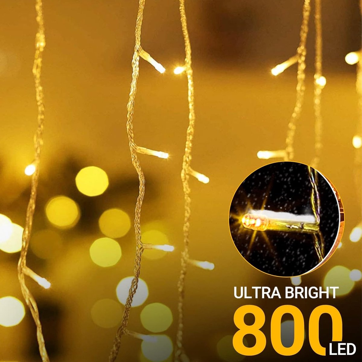 Guirlande lumineuse d'extérieur,Rideau lumineux 6 m x 3 m 600 LED