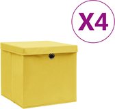 vidaXL - Opbergboxen - met - deksel - 4 - st - 28x28x28 - cm - geel