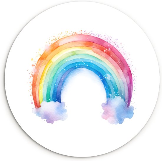 Muurcirkel kinderkamer - Regenboog - Kinderen - Meisjeskamer - Schilderij rond - Muurdecoratie rond - Ronde wanddecoratie - 60x60 cm - Ronde schilderijen - Wandcirkel - Muurcirkel binnen