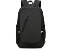 Coverzs Rugtas met Laptopvak (25 L inhoud) - Rugzak voor school of werk - Incl. 15.6 inch laptop vak met bescherming - Compacte Stevige schooltas - Comfortabele backpack - rugtas heren / dames - Inclusief Cijferslot - Zwart