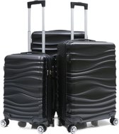 Kofferset Traveleo Babij - 3-delig - Complete Set - Koffer - Handbagage 35L + 65L en 90L Ruimbagage - ABS04 - Zwart