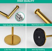 Freestanding Toilet Paper Holder, Gold Toilet Roll Holder Stand, Floor Standing Toilet Paper Dispenser with Storage for 5 Toilet Rolls, Stainless Steel, Toilet