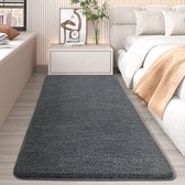 Hoogpolig tapijt voor de slaapkamer, wasbaar, loper, shaggy antislip, bedkleed, slaapkamer, woonkamer binnenshuis, vloermat, decoratie (50x120 cm, grijs)