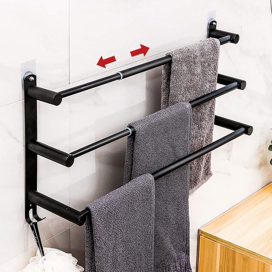 Towel Rail Extendible 43 78 cm Stainless Steel No Drilling Towel