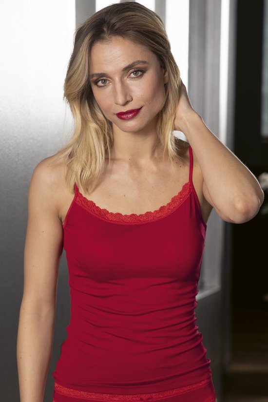 Nina von C chemise spaghetti pour femme en dentelle - Modal - 48 - Zwart