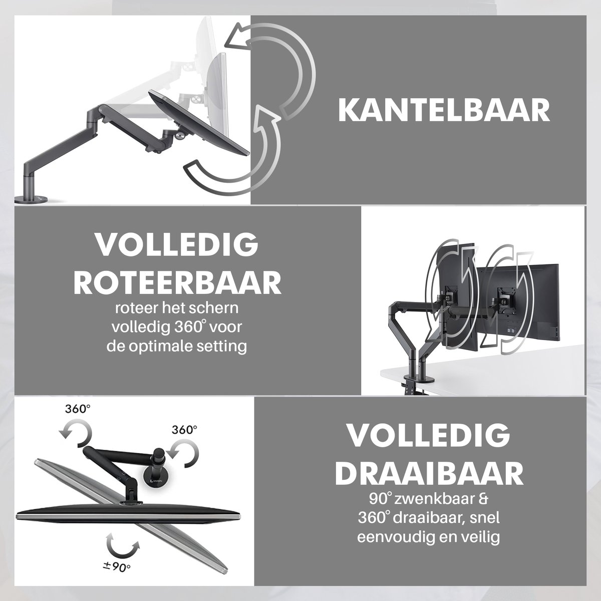 LEVANTU Dubbele Monitor Arm thumbnail 5