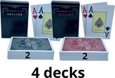 Skyline jumbo plastic - speelkaarten - pokerkaarten - kaartspel - 2 Index 4 stuks.
