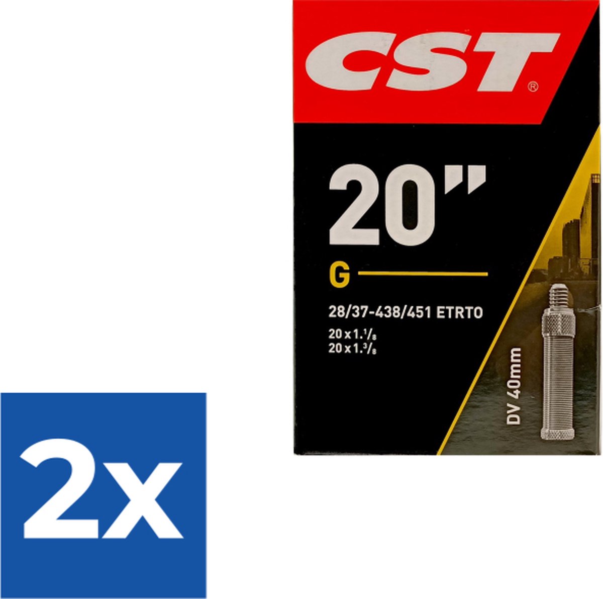 Cst Binnenband 20 X 1 3/8 (28/37-438/451) Dv 40 Mm - Voordeelverpakking 2 stuks