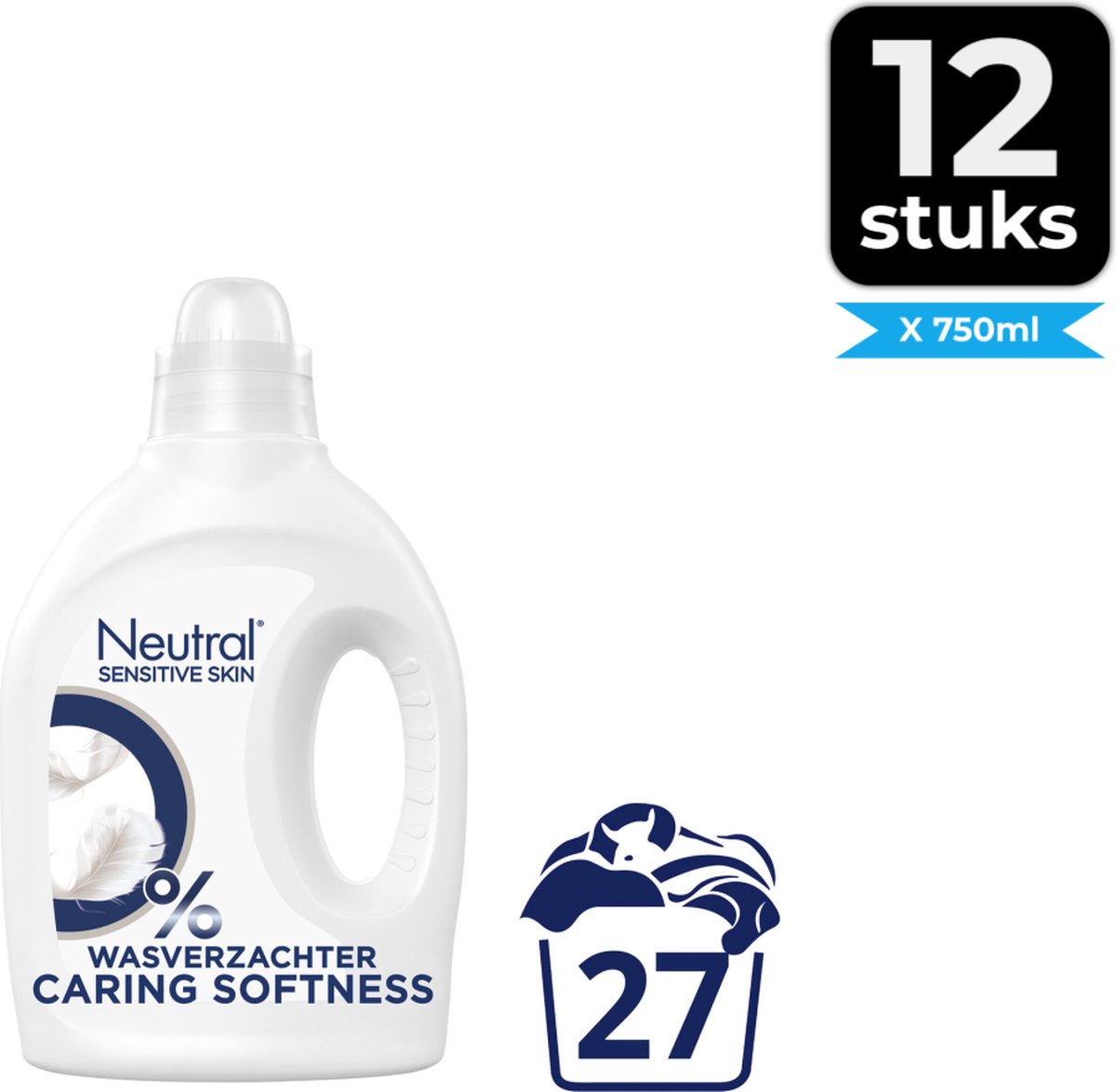 Neutral Parfumvrij Wasverzachter 27 wasbeurten - Voordeelverpakking 12 stuks