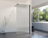FortiFura Galeria inloopdouche - 40x200cm - ribbelglas - wandarm - mat zwart