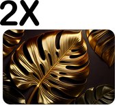 BWK Luxe Placemat - Gouden Bladeren op Donkere Achtergrond - Set van 2 Placemats - 45x30 cm - 2 mm dik Vinyl - Anti Slip - Afneembaar