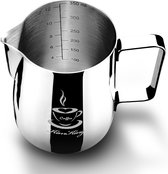 Melkkan Roestvrijstalen Melkkan Perfect voor Melkschuimer Cappuccino Melk Opkloppen, Roestvrij staal, 350 ml