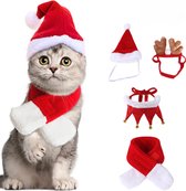 Kerst Acccessoires Set Hond & Kat - 4 Delig - Honden en Katten - Sjaal, Kraagje, Rendierhoorntjes en Kerstmuts - Kerstpakje voor Honden en Katten - Kerstkostuum - Hondenkleding
