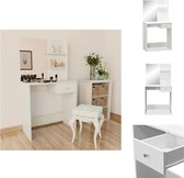 vidaXL Coiffeuse - Design moderne - Espace de rangement spacieux - Facile à assembler - Blanc mat - Panneau de particules - Bords en PVC - Verre - 75x40x141 cm - Meuble de salle de bain