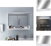 vidaXL wandspiegelkast - 80 x 15 x 60 cm - wit en zilver - LED-verlichting - MDF-materiaal - opbergruimte - Badkamerkast