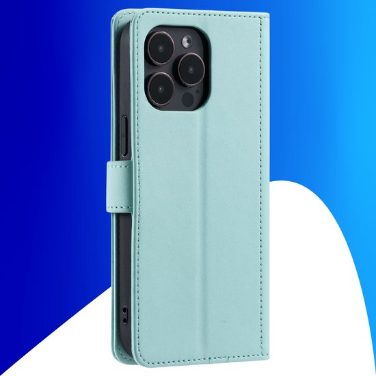 Étui adapté pour iPhone XR - Bookcase - Porte-cartes - Cordon - Simili cuir - Turquoise