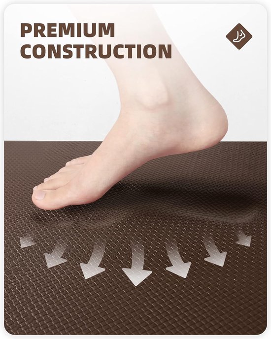 Tapis de cuisine en PVC lavable et antidérapant, imperméable et résistant à l'huile, tapis de cuisine robuste pour cuisine, couloir, bar à eau (marron, 44 x 120 cm)