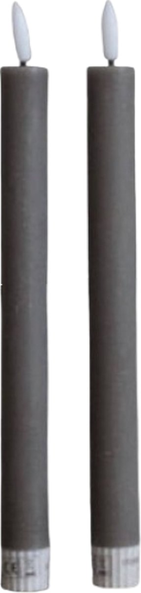 Led dinerkaarsen - Countryfield- Kiezel grijs - 25cm - Led kaarsen met flikkerende vlam - Led kaarsen op batterijen - afstandsbediening - timer