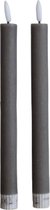 Led dinerkaarsen - Kiezel grijs - 25cm - Led kaarsen met flikkerende vlam - Led kaarsen op batterijen - afstandsbediening - timer