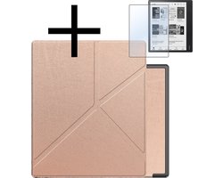 Hoes Geschikt voor Kobo Elipsa 2E Hoesje Bookcase Cover Book Case Hoes Sleepcover Trifold Met Screenprotector - Rosé Goud