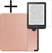 Hoes Geschikt voor Kobo Clara 2E Hoesje Bookcase Cover Book Case Hoes Sleepcover Met Screenprotector - Rosé Goud