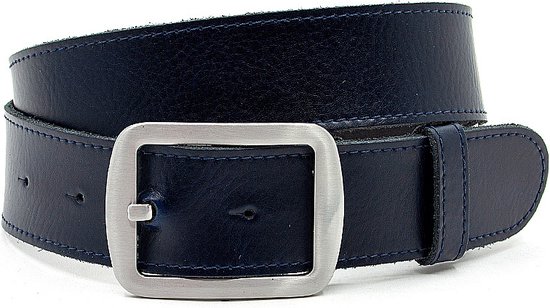 Thimbly Belts Dames riem blauw soft leder - dames riem - 4 cm breed - Blauw - Echt Leer - Taille: 85cm - Totale lengte riem: 100cm