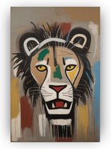 Basquiat leeuw - Leeuw schilderij - Basquiat schilderij - Leeuw muurdecoratie - Canvas schilderijen - Canvas leeuw - 60 x 90 cm 18mm