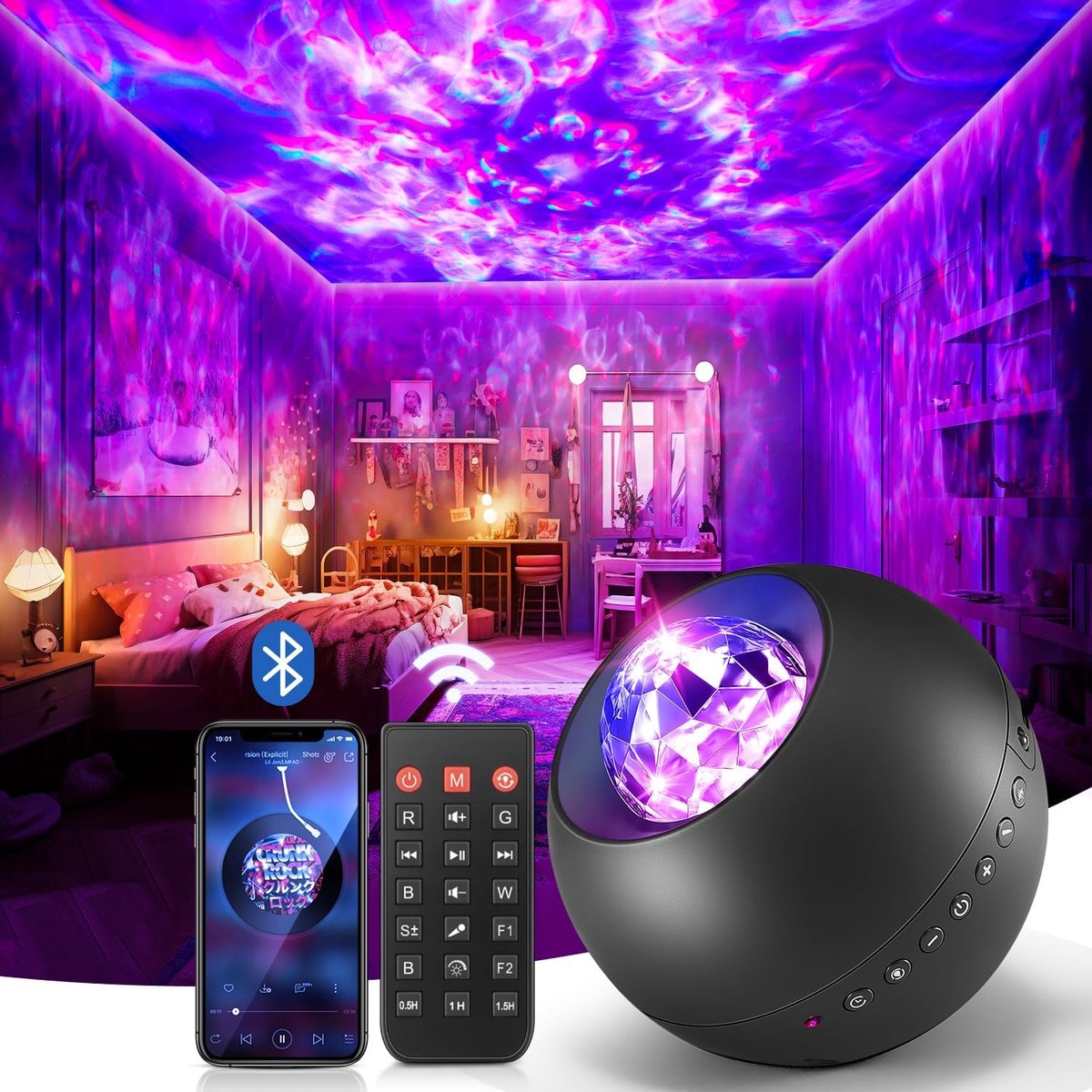 Projecteur Star Sky, Lampe de nuit pour bébé enfant, Projecteur Galaxy à  LED, Lampe de nuit Bluetooth Enfant Adulte Bébé, Projecteur de plafond Star  Sky, Bedr de lampe Galaxy