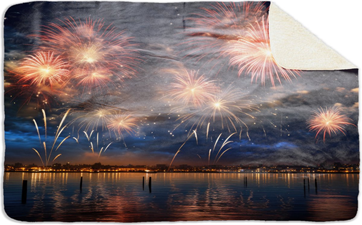 Fleecedeken Vuurwerk, FD2023511, Plaid, 96x146cm, Polyester Sherpa