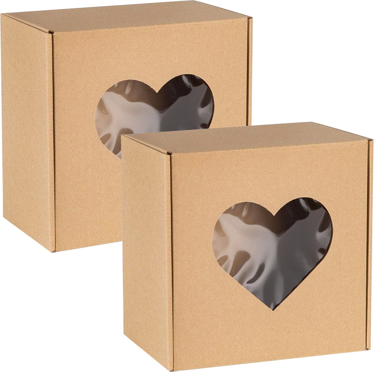 Vierkante Mode Doos met Hartvormig Venster, Geschenkdoos 20x20x10cm