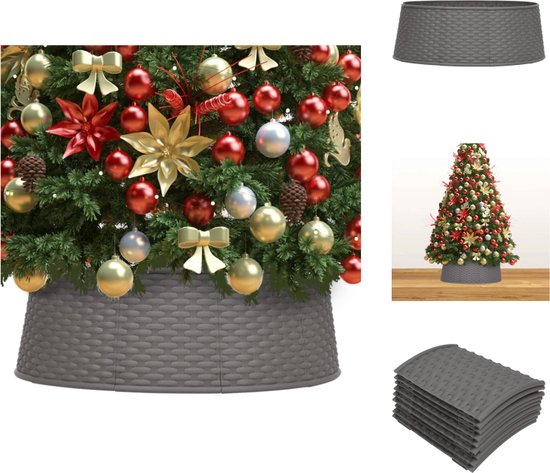 vidaXL Kerstboomkraag - Kunststof - Bruin - 48 cm bovenkant / 54 cm onderkant - Rattan-look - Montage vereist - Kerstboomrok