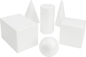 Belle Vous Witte Geometrische 3D Schuim Blokken (6 Pak) – Solide Blokken – Speelgoed Voor Kinderen Leer/Educatie Benodigdheden – Vormen Voor Tekenen, Wiskunde en Geometrie