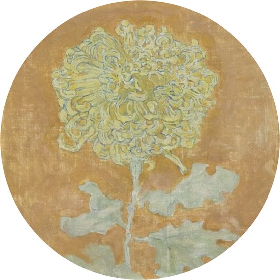 De Muurdecoratie - Wandcirkel - Chrysanthemum 40x40 cm - Piet Mondriaan - Ronde schilderijen woonkamer - Wandbord rond - Muurdecoratie cirkel - Huis kamer decoratie binnen - Wanddecoratie muurcirkel - Woonaccessoires