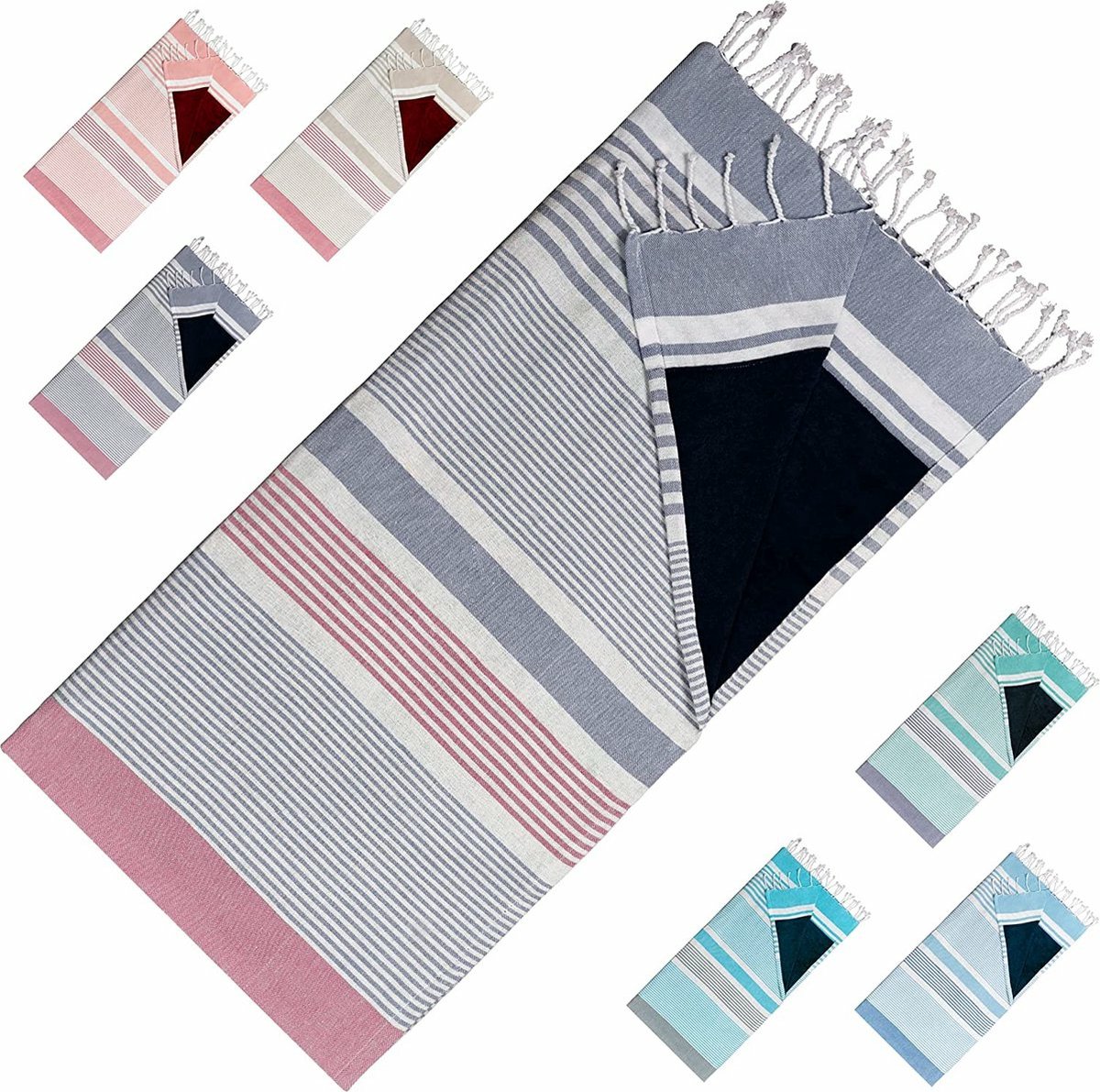 Arowell strandlaken Trendy strandhanddoek Slim ontwerp 2 lagen bescherming tegen zandhitte sneldrogend compact zandvrij strandlaken 170 x 90 cm Grey Burgundy
