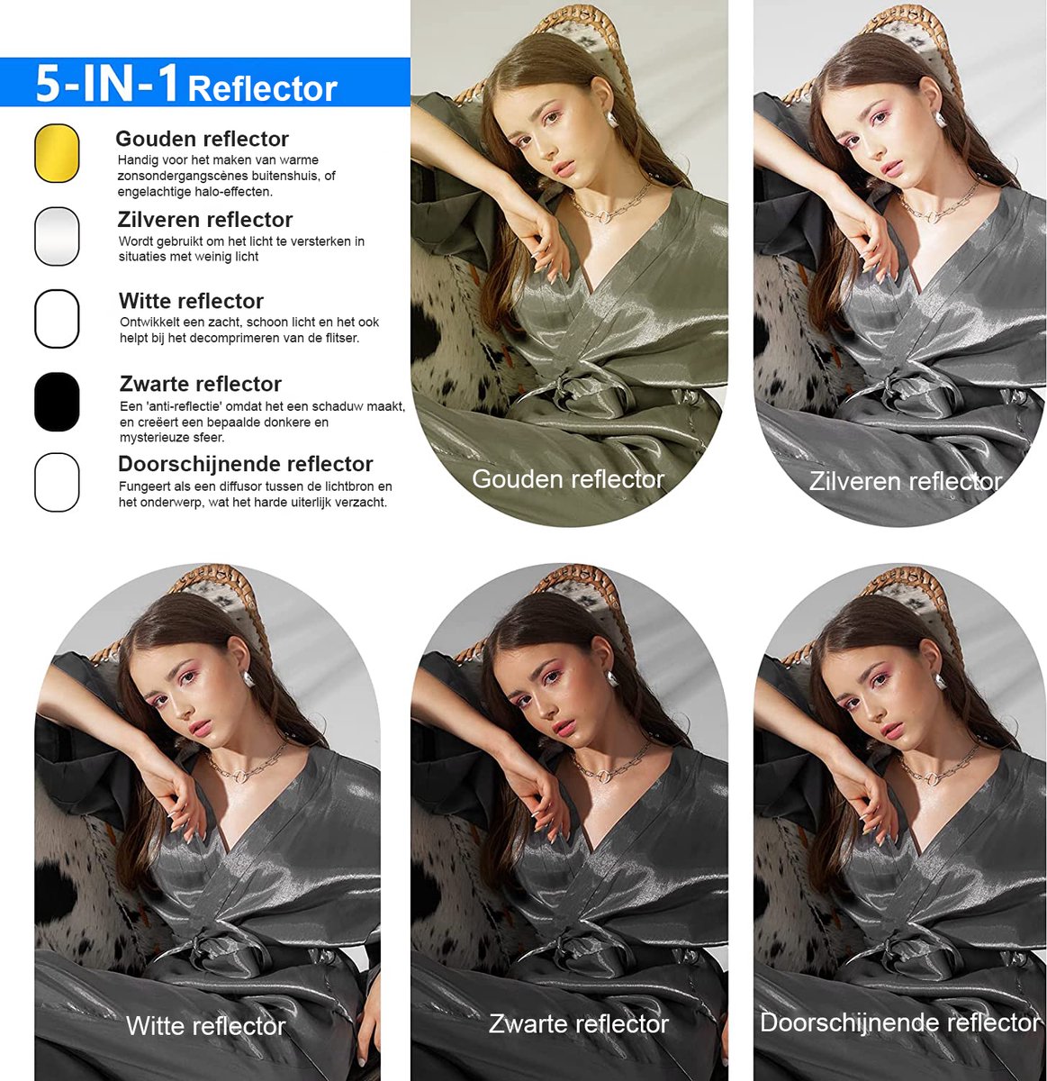 Neewer 5-in-1 Oval Foldable Multi-Disc Light Reflector (120 x 180 cm